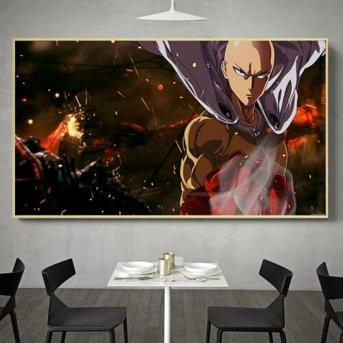 One Punch Man Illustration Picture Anime Wall Art Print Decor,50 x 70 cm,No Frame