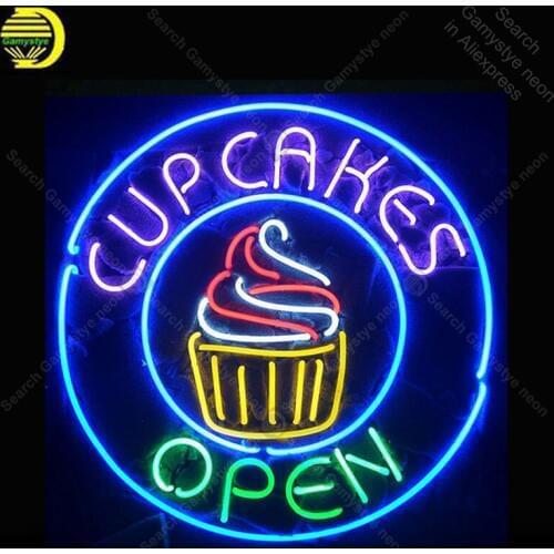 Cupcakes Open Neon Light Sign Glass Tube Neon Bulb Sign Decor cake StoreNeon board lamp anuncio luminoso Atarii Dropshipping