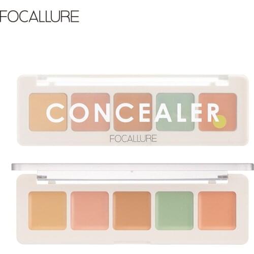 FOCALLURE Five-Color Concealer Palette Natural Moisturizing Long-Lasting Makeup Dark Circles Acne Marks Redness