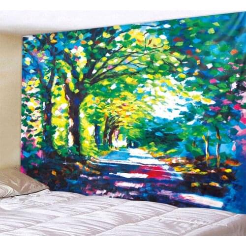 Pastoral Forest Natural Scenery Oil Painting Tapestry Hippie Mandala Bohemian Beach Towel Yoga Mat Bed Cover Home Art Decoration