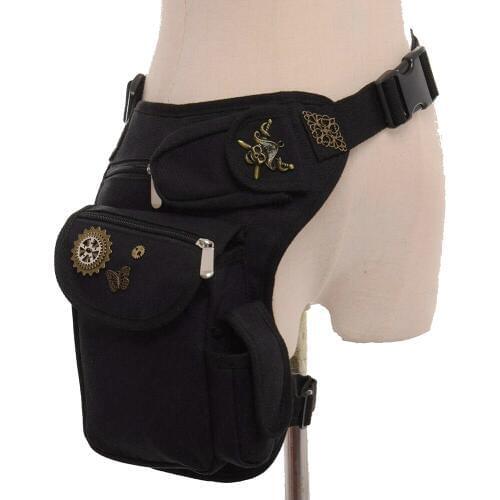 Steampunk Accessories Vintage Gears Brown Black Rock Gothic Waist Bag Men Women Sexy Burlesque Corset Costumes