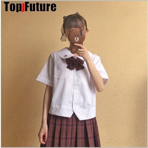 Sakura Embroidery Japanese Student Girl School Jk Uniform Top Middle High School Uniform long short Sleeve sailor suit Shirt