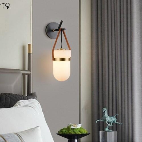 Nordic Post-modern Classical Copper Glass Wall Lamp Simple Creative Warm Wall Light Living Room Bedroom Balcony Corridor Bedside