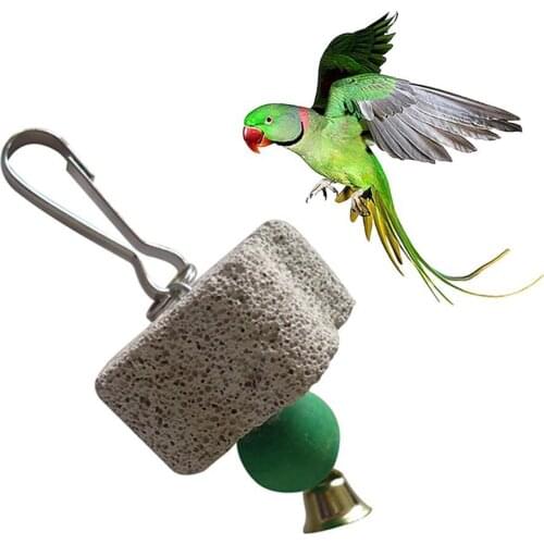 Random Color Pet Hamster Rabbit Perfect For Chinchilla Parrot Bird Mineral Teeth Grinding Stone Chew Hanging With Bell Pendant