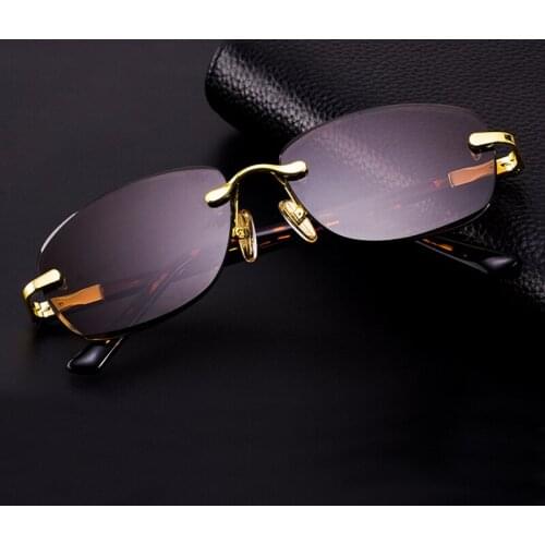 Stone Sunglasses Man Glass Sun Glasses Natural Crystal Rimless Woman Vintage Acetate Frame UV400 High Quality Oval Anti Scratch