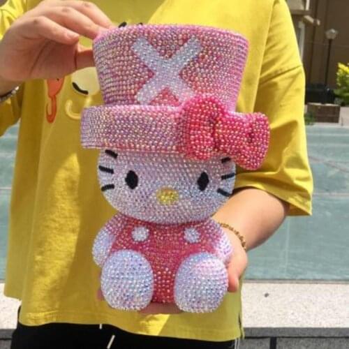 Tony Chopper Kitty Money Box Handmade Rhinestone Deposit Box Childrens Money Saving Bank Kids Coin Bank Kitty Cat Home Decor