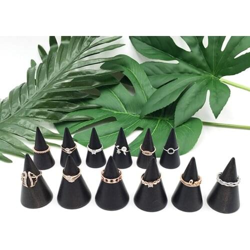 High Quality Wooden Ring Holder Cone Ring Display Stand Finger Ring Jewelry Stand Ring Display Stand Photo Props