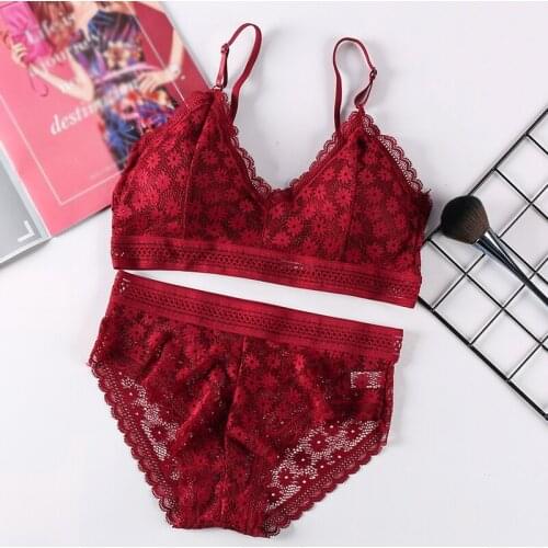 Women Lace Bra Sets Sexy Padded Bralette Bra and Briefs Sets Seamless Backless Lingeries Underwear
