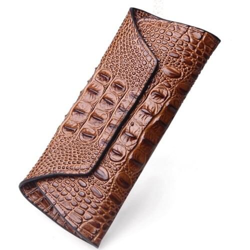 Crocodile pattern womens purse long leather handbag Korean leather large capacity womens Leather Wallet