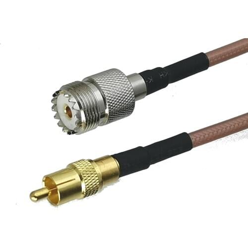 1Pcs RG142 UHF SO239 Female jack to RCA TV Male plug Straight Connector RF Coaxial Jumper Pigtail Cable 6inch~10M