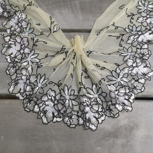 10Meters Big Flower Lace Trim Ribbon Garment Yellow Mesh Fabric Bra Apparel Sexy Bra Lingerie Garters Sewing Materials 16cm Wide