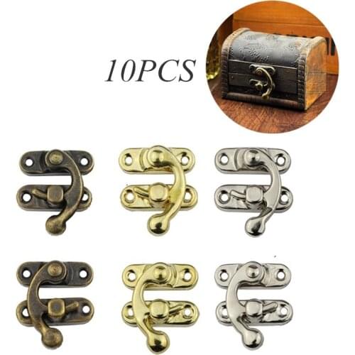 10PCS Small Antique Metal Lock Decorative Hasps Hook Gift Wooden Jewelry Box Padlock DIY Supplies For Furniture Hardware