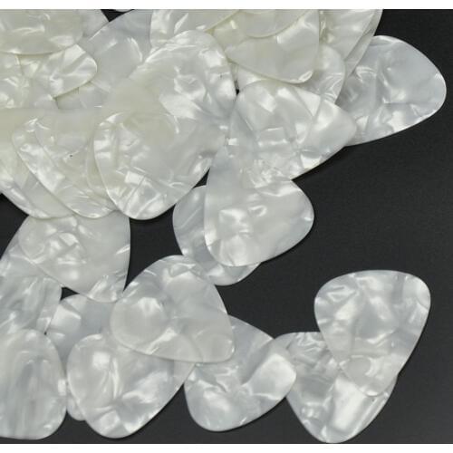 100pcs/lot Celluloid Guitar Picks Plectrums White Pearl Medium 0.71mm / Heavy 0.96mm