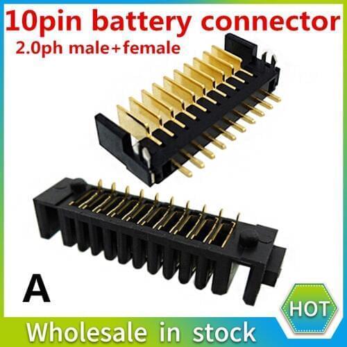 10pin laptop battery connector 2.0mm pitch 180 degree bend foot male and female plug Foot length 5.8mm Band fixed point