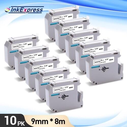 10PK Black on White 221 Tape MK-221 M-K221 9mm Labeling Compatible Brother P Touch Label Printer PT65 PT85 PT90 for Brother MK