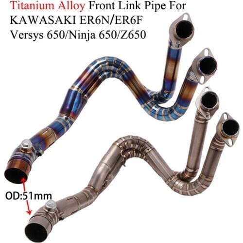 51mm For Kawasaki ER6N ER6F Versys650 Z650 Ninja650 Motorcycle Exhaust Motorbike Escape DB Killer Titanium Alloy Front Link Pipe