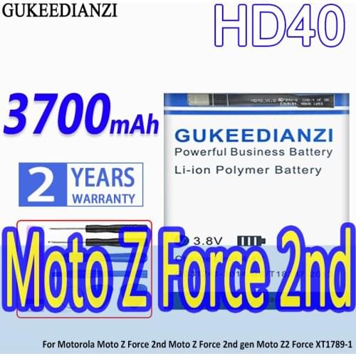 High Capacity GUKEEDIANZI Battery HD40 3700mAh For Motorola Moto Z Force 2nd Moto Z Force 2nd gen Moto Z2 Force XT1789-1