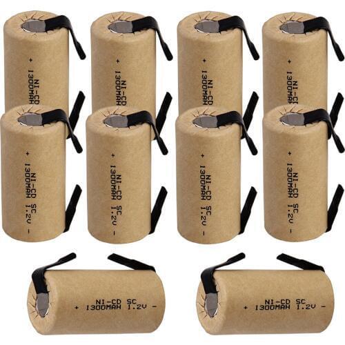10 pcs SC batteries 1300mah 1.2v subc nicd battery replacement for emergency light real capacity fast delivery for EUROPE
