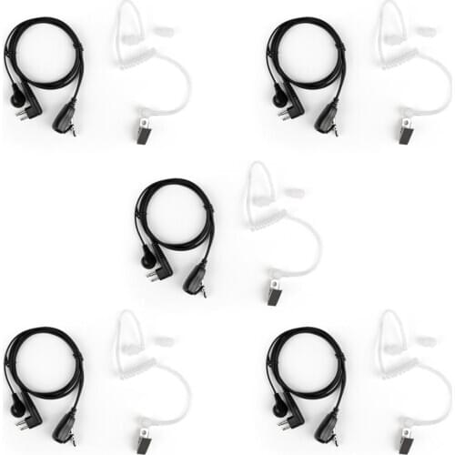 Artudatech 5Pcs 2 Pin Covert Acoustic Air Tube Headset For Motorola CP040 GP300 CP88 CP 88 040 Walkie Talkie Earpiece
