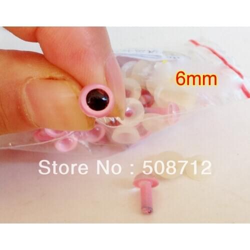 Free shipping!!!!DIY felt toy ------200pcs 6mm pink Plastic Safety Eyes With Safety back /pink pupil toy eyes