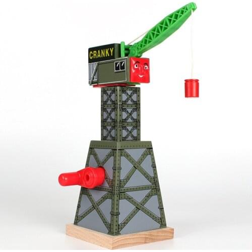 Cranky Crane Wood Magnetic Track Move Crane Tender Collectable Toy Wooden Train Railway Accessories For Brio Kids Gift