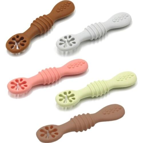 Baby-Led Weaning Silicone Spoon Learning Feeding Scoop Training Utensils Newborn Tableware