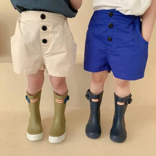 Kids Shorts 2021 Summer New Baby Boy Casual Short Pants Korean Button Cotton Shorts for Girls 2-7 Y Children Summer Pants Shorts
