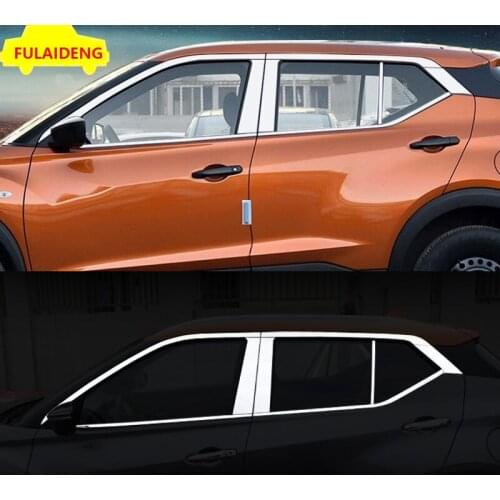For Nissan Kicks 2017-2020 stainless steel Door Window frame Moulding Cover Trim Strips Set Car Styling Accessories