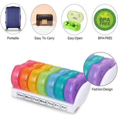 7 Day Weekly Style Morning Night Pill Holder Storage Organizer Pill Container Case Portable Pill Cases Splitters Travel Pill Box