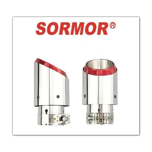 SORMOR The Newest Car Muffler Silver Stainless Steel with Red plated Universal Exhaust Tipe