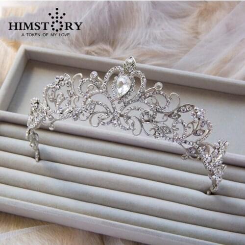 HIMSTORY Luxurious Czech Rhinestone Crystal Tiara Crown Bridal Hair Jewelry Wedding Hair Accessories