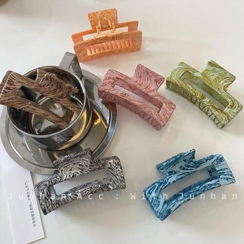 Han Fan ins geometric candy color retro texture plate hair ponytail temperament simple catch shark clip hairpin hair accessories