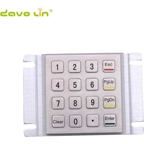 Kiosk 16 Keys 4x4 Matrix Stainless Steel Industrial Wired Custom Metal Keypad Vandal Proof Rugged Keyboard