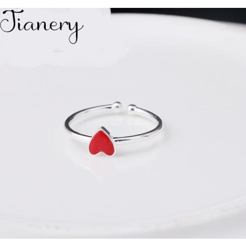 JIANERY Bohemian Fashion Silver Color Red Heart Rings For Women Retro Engagement Jewelry Wholesale