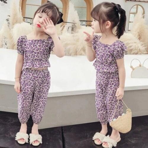 Girl Sets Children Clothes Floral Tshirt + Pants For Girls Casual Style Big Girls Clothes Summer Kids Tracksuit