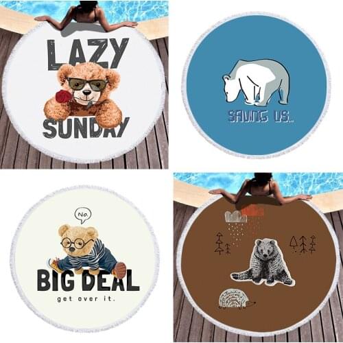 Cartoon abstract animal pattern Fringed beach towel Round beach towel luxury beach towel Sea beach towel Pareo beach strandlaken