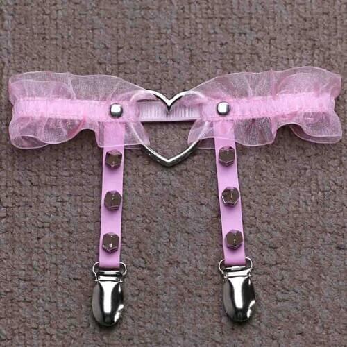 Heart-Shape Lace Suspenders Socks Belt Sexy Leg Socks Buckle Leg Ring Antiskid Leg Belt Double buckle Accessories