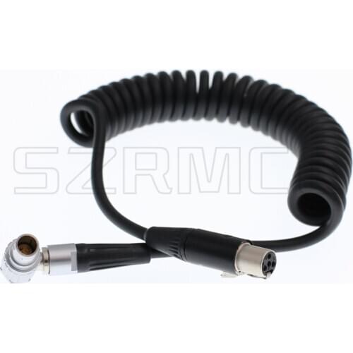 Elbow 0B 2 Pin Male to Mini XLR 4 Pin Female Coiled Power Cable for Red ARRI Alexa Camera 12V to TVLogic Monitor