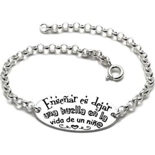 Minosilver bracelet for teachers in Silver "teach is leave print" precious to give to teachers of children and primary school
