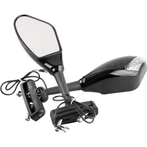 Motorcycle Rear Side View Mirrors w/ Amber Blinker Siganl Lights for For Kwasaki For Honda For Suzuki For Yamaha STREET BIKES