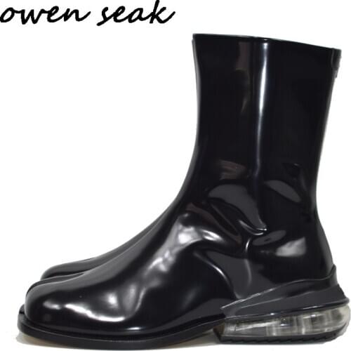 Owen Seak Men Shoes High Ankle Luxury Trainers Genuine Leather Winter Boots Casual Sneaker Flats Black White Shoes