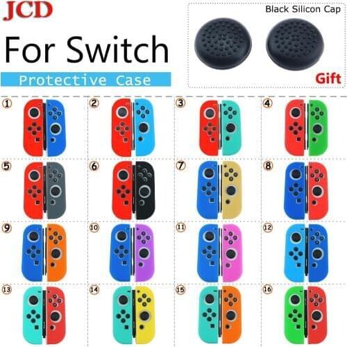 JCD New Soft cover Protective Silicone Case with Black Silicon Cap for Switch for JOY CON nintend Protective Case for JOY-CON