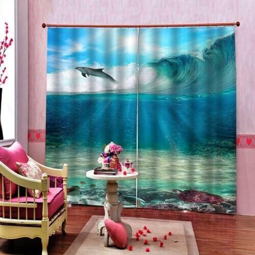 Underwater world Whale Dolphin Undersea World Curtain For Living room Childrens room Blackout Window Drapes Indoor Decor Sets