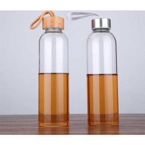Outdoor Portable Sport Glass Water Bottle With Rope Tour Travel Drinkware Car Adults Transparent Direct Drinking Tea Bottle