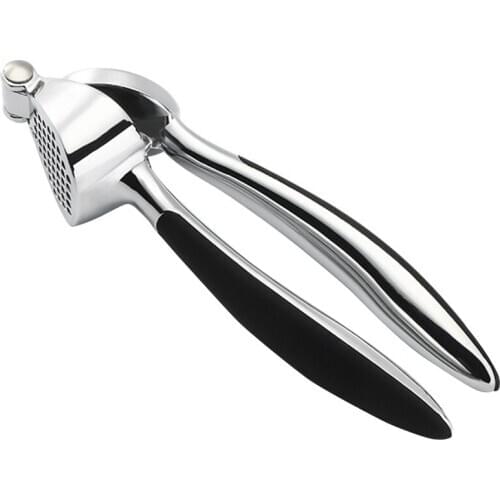 Garlic Press Stainless Steel Professional Heavy Soft-Handled Garlic Press Crush Silver