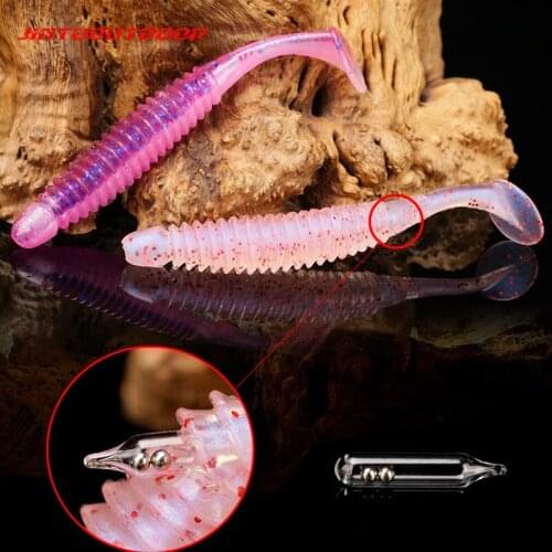 10pcs Fishing Lures Maggot Jig Wobbler Swimbait Soft Spinnerbait 7cm Rubber Jig No Sinker Neko Rig Taxas Rig Silicone Carp Bass