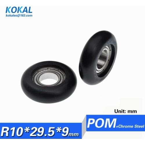 [R1029-9] 1PCS 6800 ball bearing plastic wheel inner diameter 10mm round type black slidng window door roller 29.5mm 10X29.5X9mm
