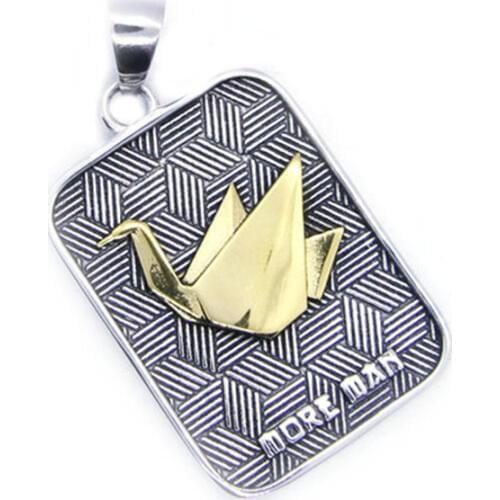 Rany&Roy Newest Golden Flying Paper Bird Pendant 316L Stainless Steel Jewelry Biker Style Pendant
