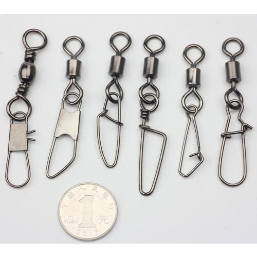 Rompin 10pcs 4/0 big Fishing Connector Pin Bearing Rolling Swivel Stainless Steel with nice Snap Fishhook Lure Swivels Tackle