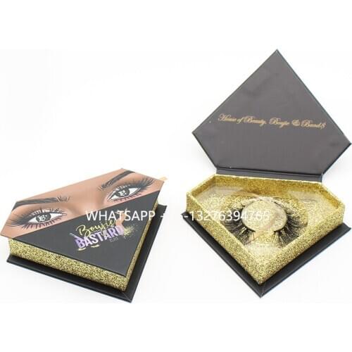 Luxury Black Gold Diamond Lashes Boxes With Tray Custom Lashbox Packaging With Logo Strip 25mm Crisscross Mink Eyelashes 3D Lash